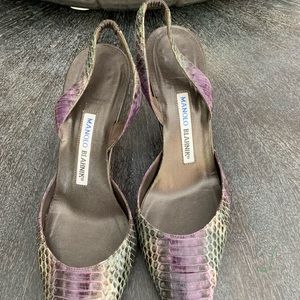 Snake skin kitten heel shoes